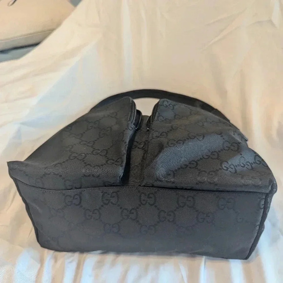 Authentic Gucci Shoulder Handbag Purse GG Double Pocket Black Bag - Picture 3 of 9